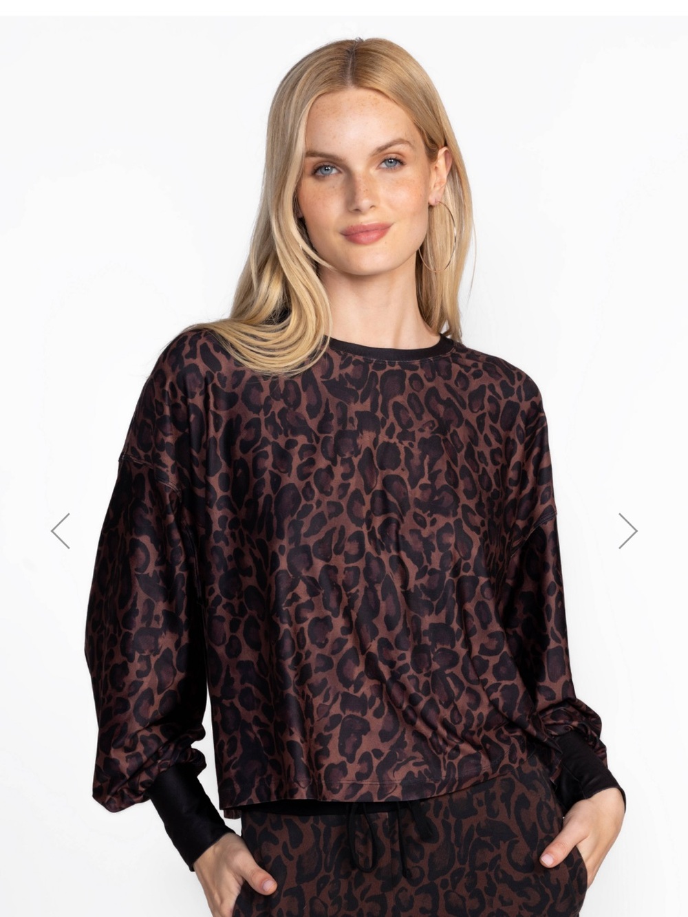 Johnny Was BEE ACTIVE DROP SHOULDER CREW NECK TEE, French Leopard, Medium, NWT